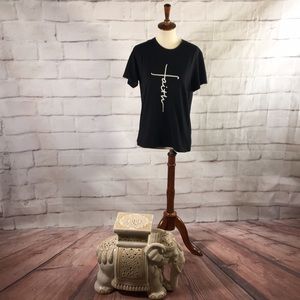 Faith Short Sleeve Crewneck in Black and White